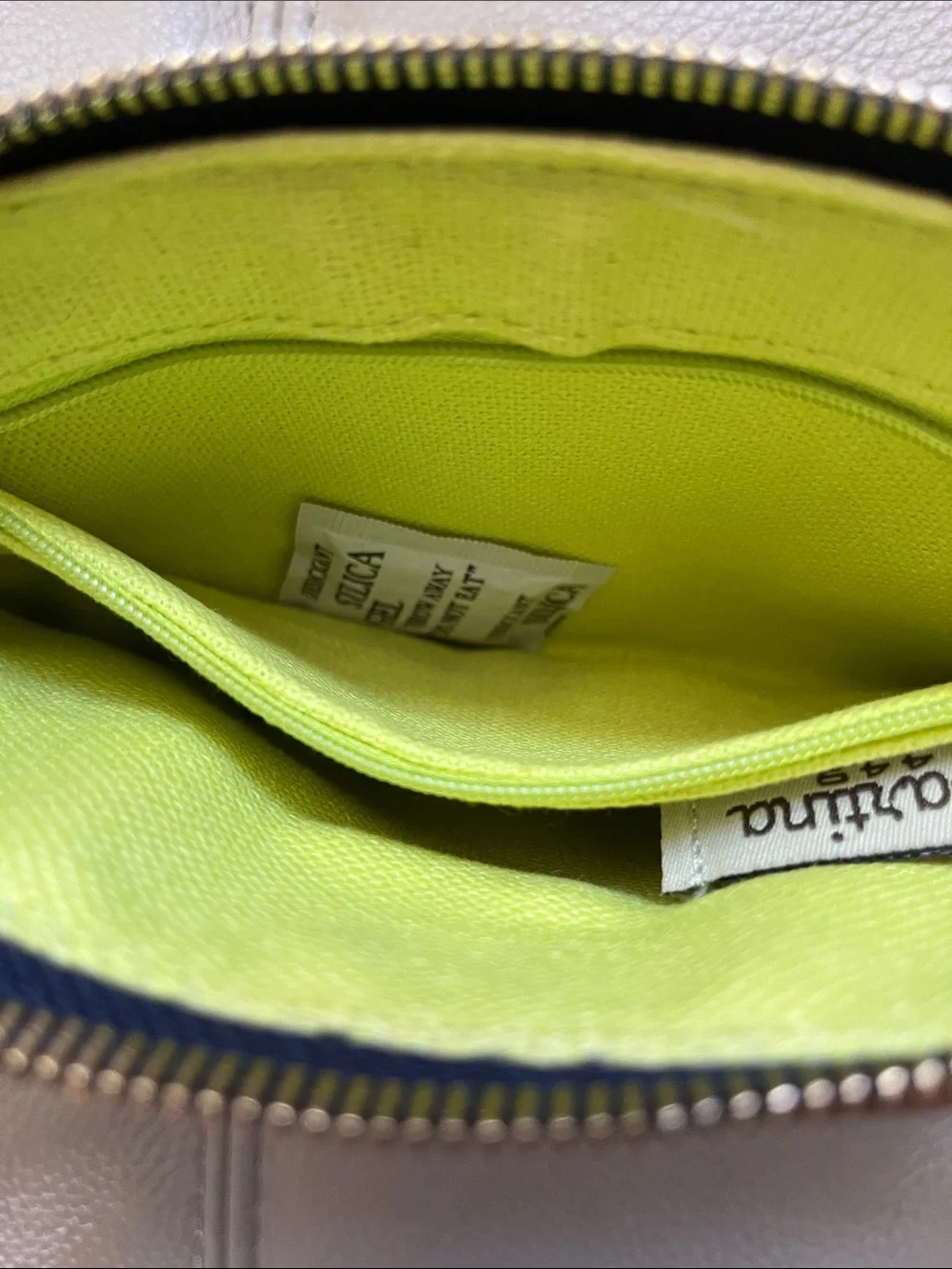 Spartina 449 Navy Floral Mini Purse with Tan Trim, Linen and Leather.